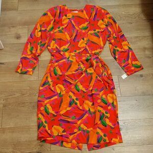 Vintage Gillian silk faux wrap dress NWT